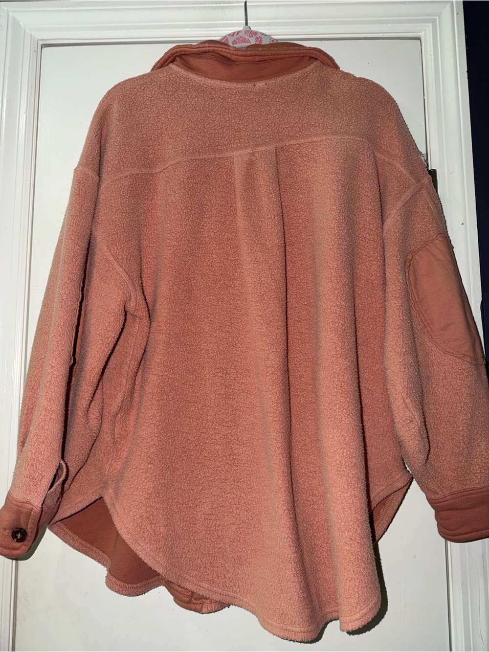 Women's Rose Pink Sherpa Button-Up Jacket - Picture 4 of 4